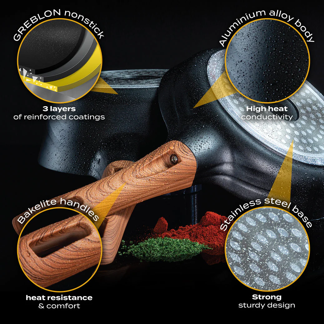 Diamond Earth® Premium Cookware 7pc Set with Superior Non-Stick Coating + FREE Steamer + E-BOOK - Image 6