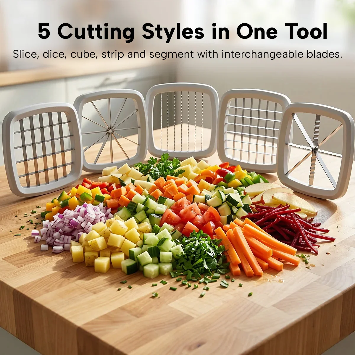 Kleva® ChipChop 5-in-1 Vegetable Chopper, Slicer & Dicer - Image 3