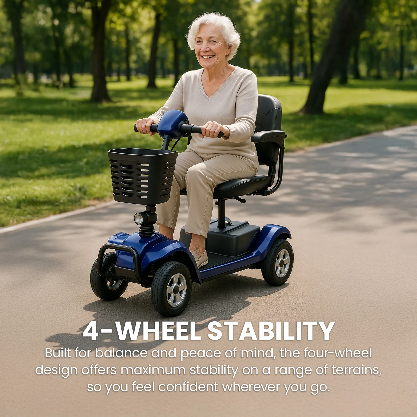 KLEVA® Folding Electric 4 Wheel Mobility Scooter with Adjustable Seat - Image 3