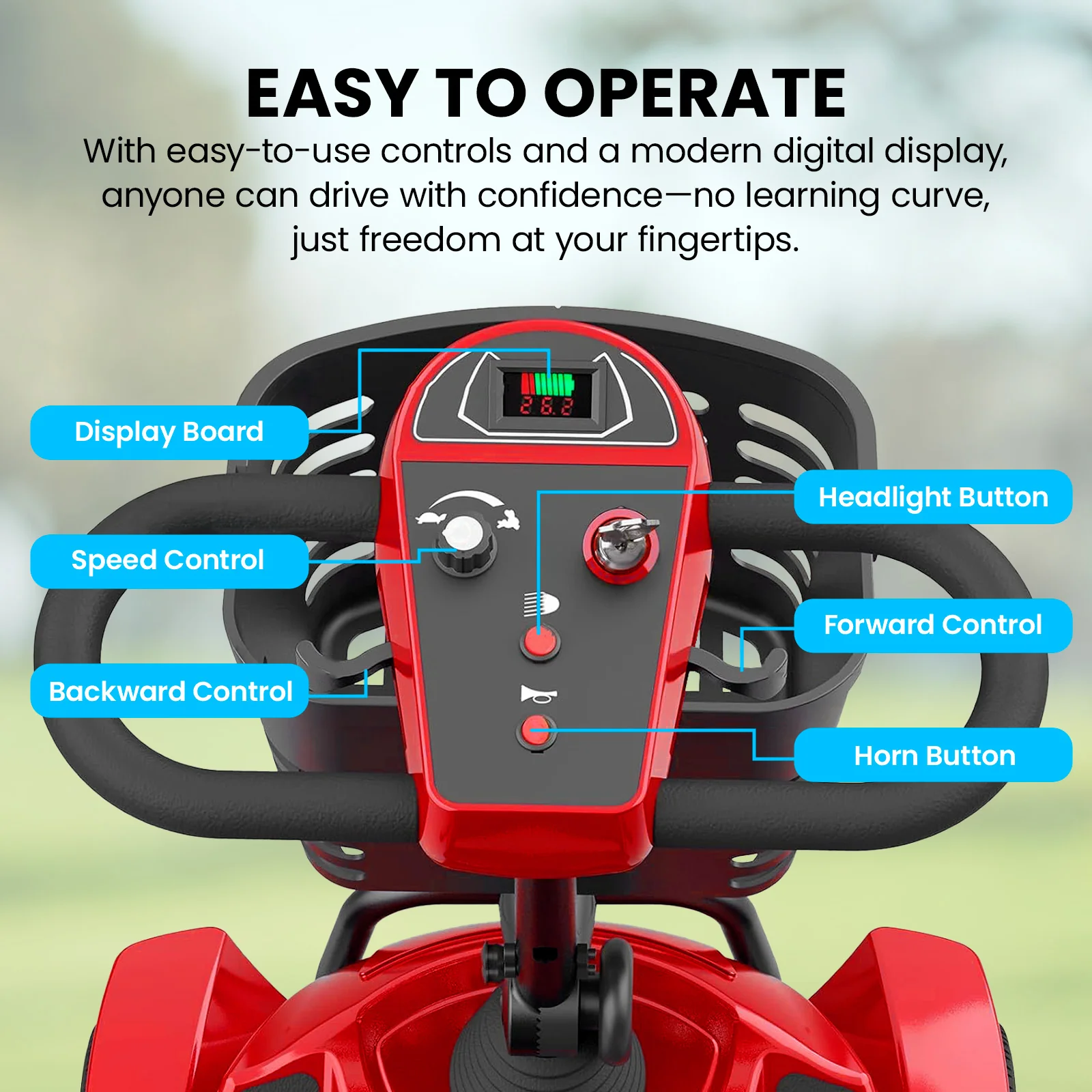 KLEVA® Folding Electric 4 Wheel Mobility Scooter with Adjustable Seat - Image 4