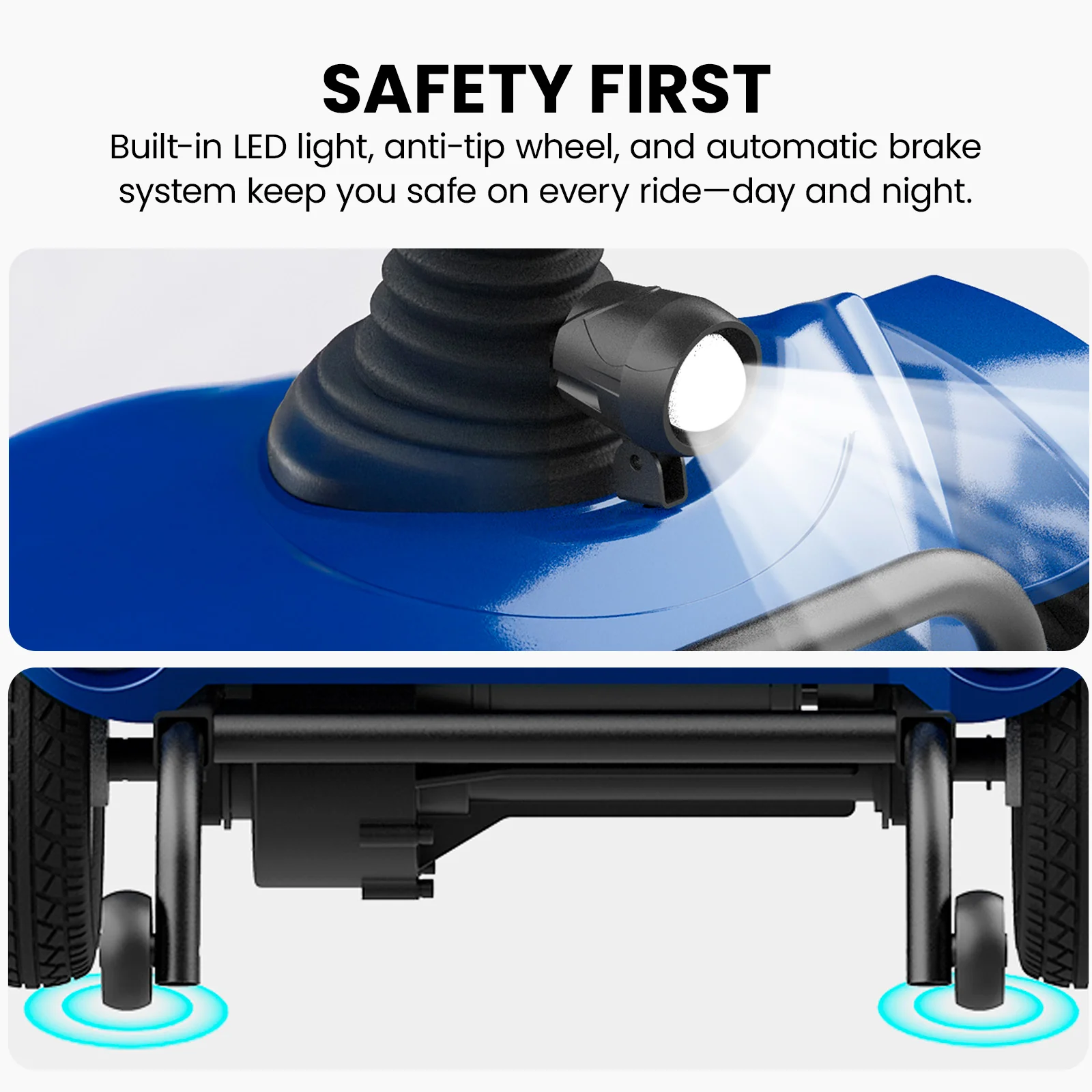 KLEVA® Folding Electric 4 Wheel Mobility Scooter with Adjustable Seat - Image 7