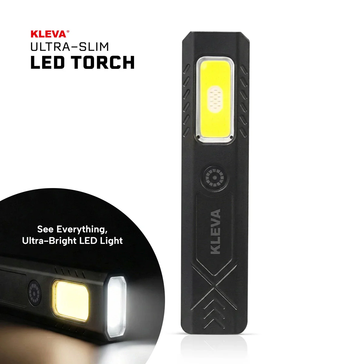 KLEVA® Brightest Ultra-Slim LED Torch – Magnetic Waterproof Emergency Flashlight
