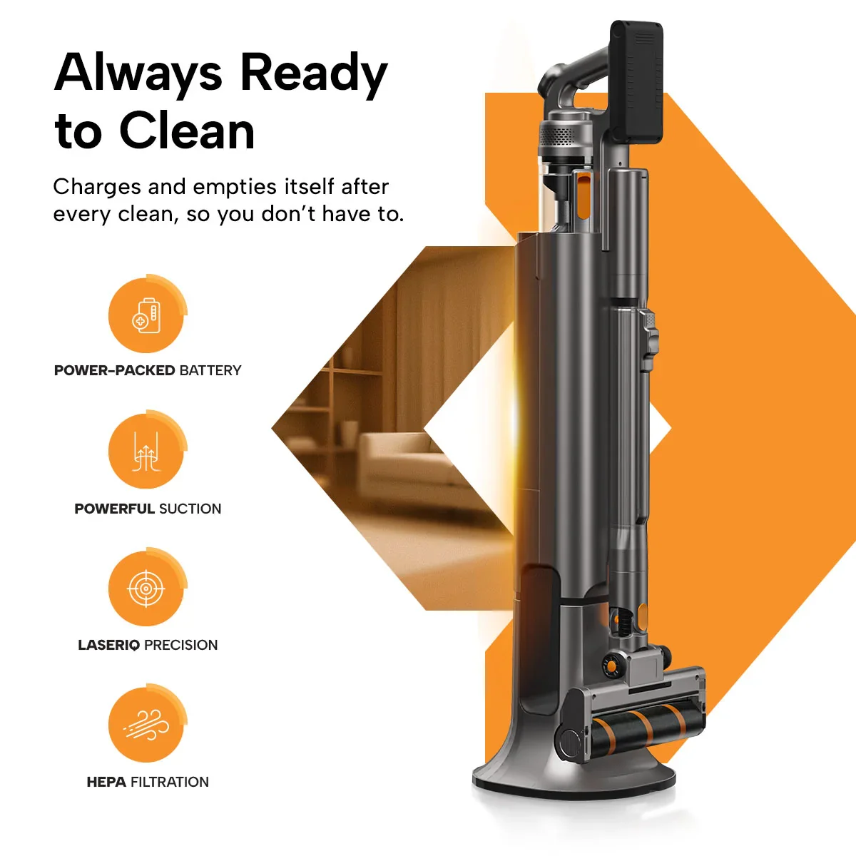 KRAPOF® Auto Clean Power Q3 Cordless Stick Vacuum with Self-Emptying System - Image 3