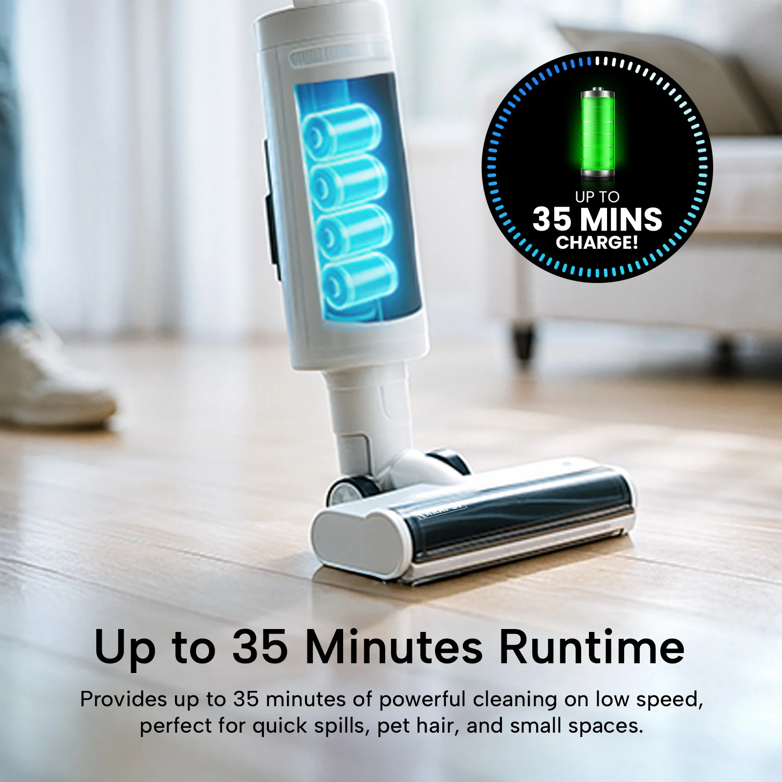 TV SPECIAL - KRAPOF® Compact Clean Self-Empty 2-in-1 Vacuum - Handheld + Stick Vac (1.2kg) - Image 7