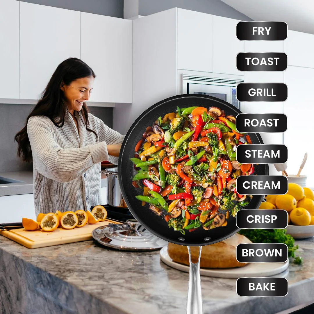 Perfect Pro Pan Premium Non-Stick 26cm Frying Pan + FREE Universal Glass Lid with Built In Timer - Image 2