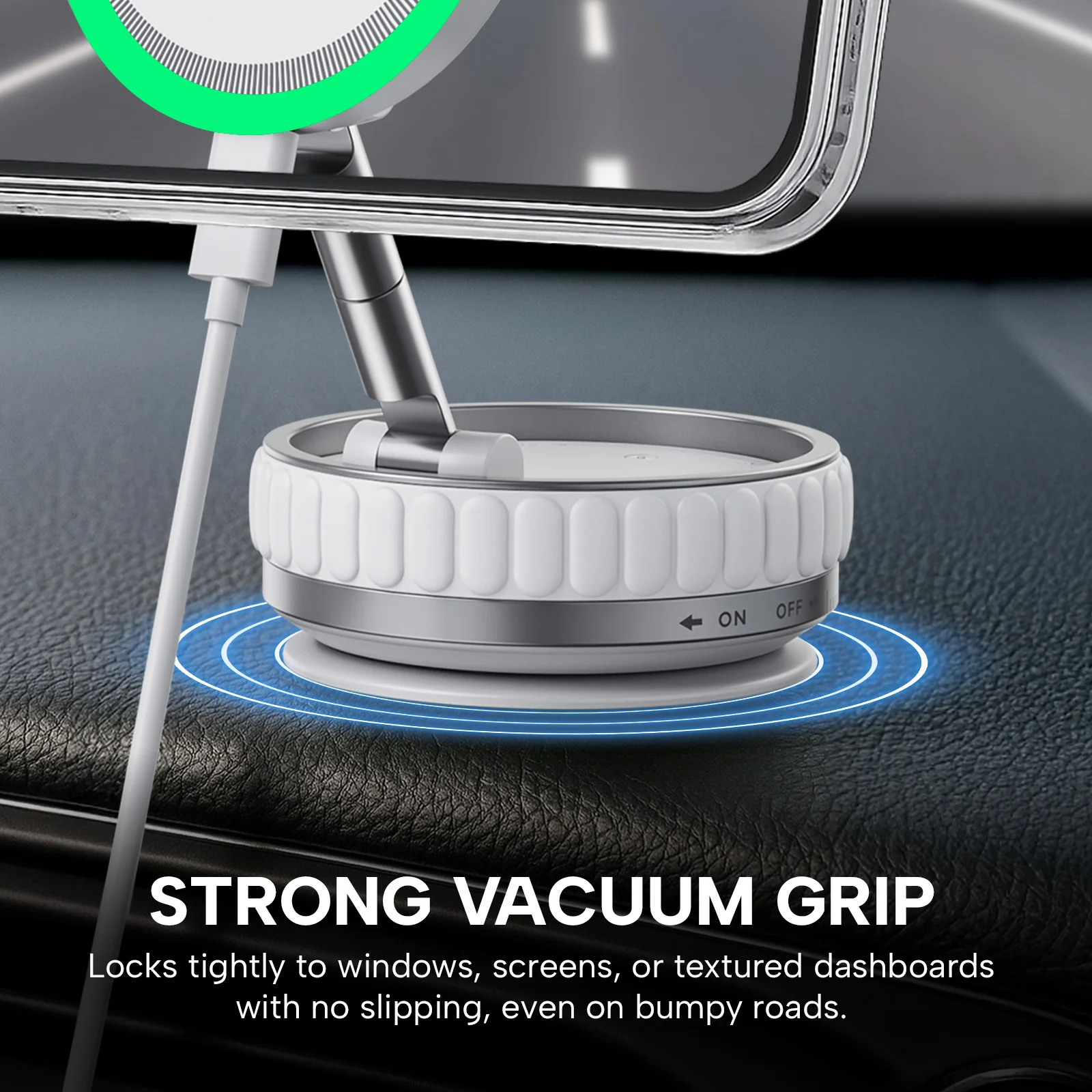 KLEVA® Charge Grip 360 – MagSafe-Compatible Suction Phone Mount & Wireless Charging Stand - Image 2