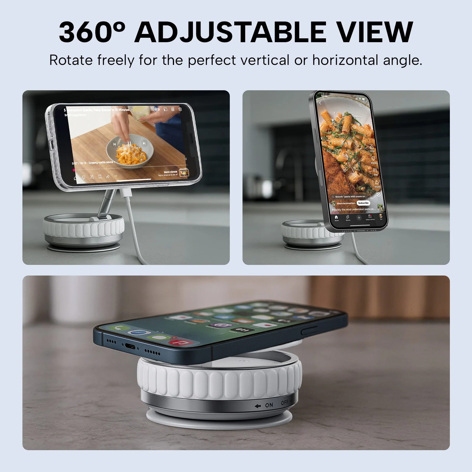 KLEVA® Charge Grip 360 – MagSafe-Compatible Suction Phone Mount & Wireless Charging Stand - Image 4