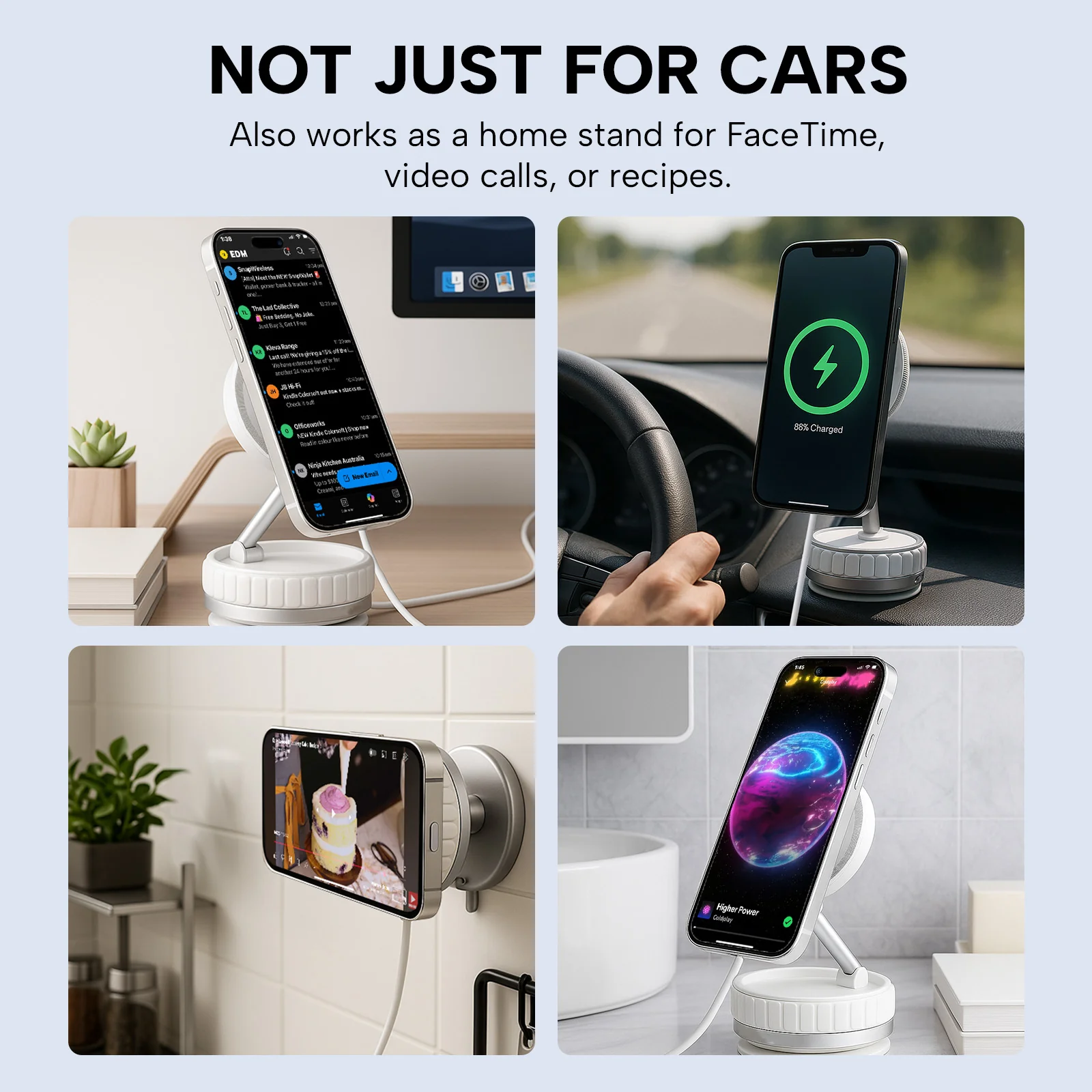 KLEVA® Charge Grip 360 – MagSafe-Compatible Suction Phone Mount & Wireless Charging Stand - Image 7